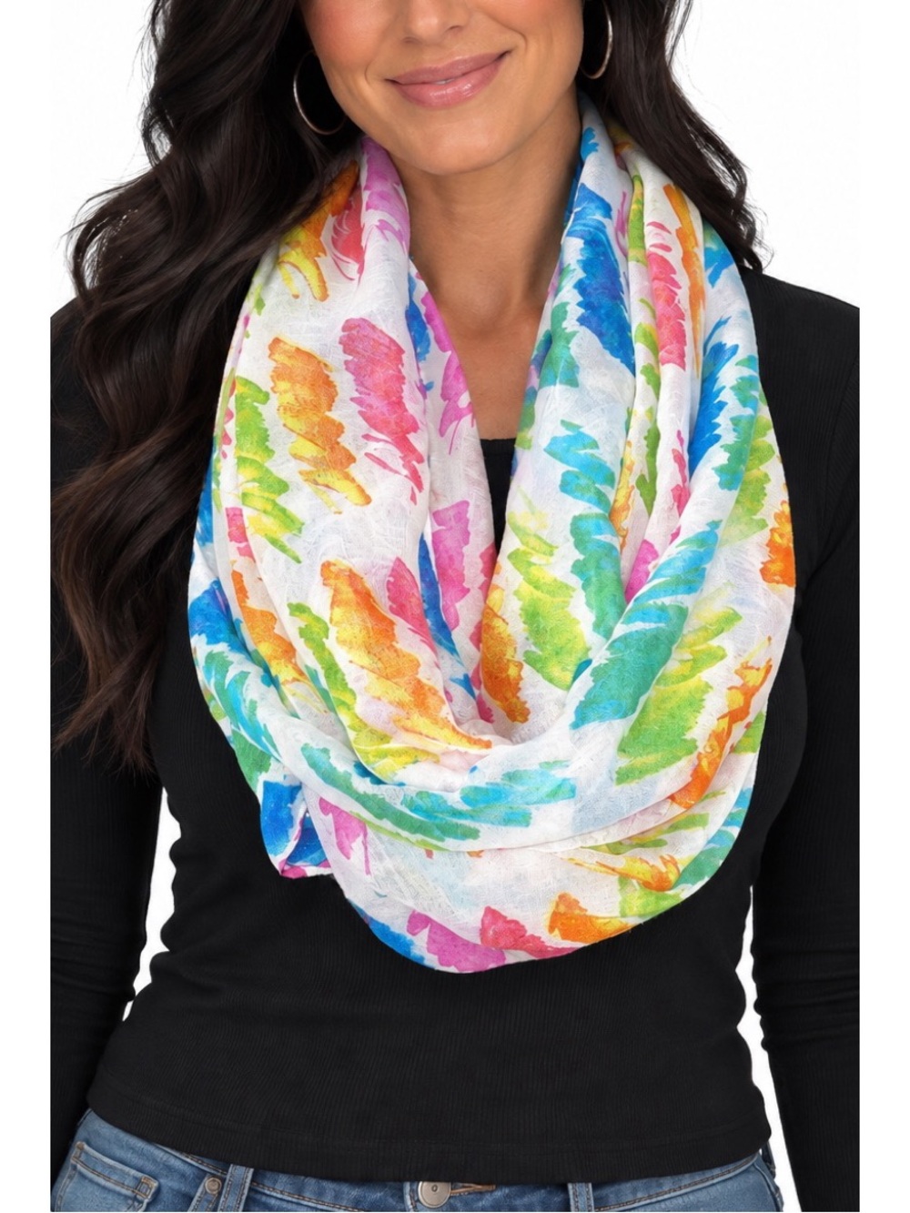 Colorful Rainbow Watercolor Infinity Scarf - Picture 1 of 2